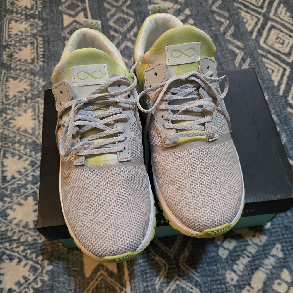 Gray and Lime Green Athletic Sneakers
